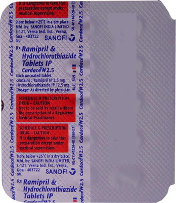 Cardace H 2.5mg Strip Of 15 Tablets