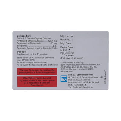 Nindev 100 Mg Strip Of 10 Tablets