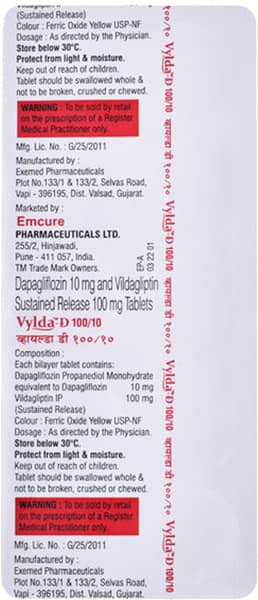 Vylda D 100/10mg Strip Of 10 Tablets
