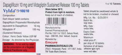 Vylda D 100/10mg Strip Of 10 Tablets