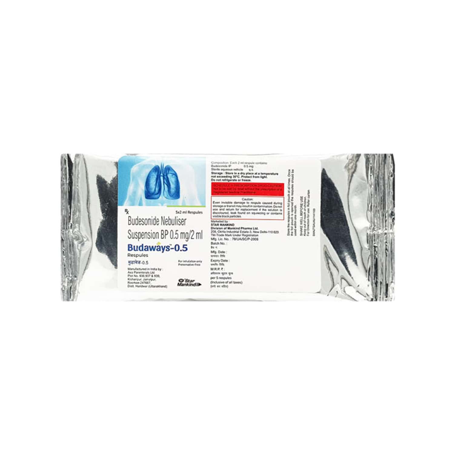 budaways 0.5mg 2ml packet of 5 respules