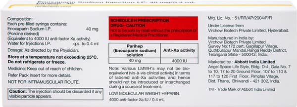 Parihep 40mg Pre Filled Syringe Injection 0.4ml