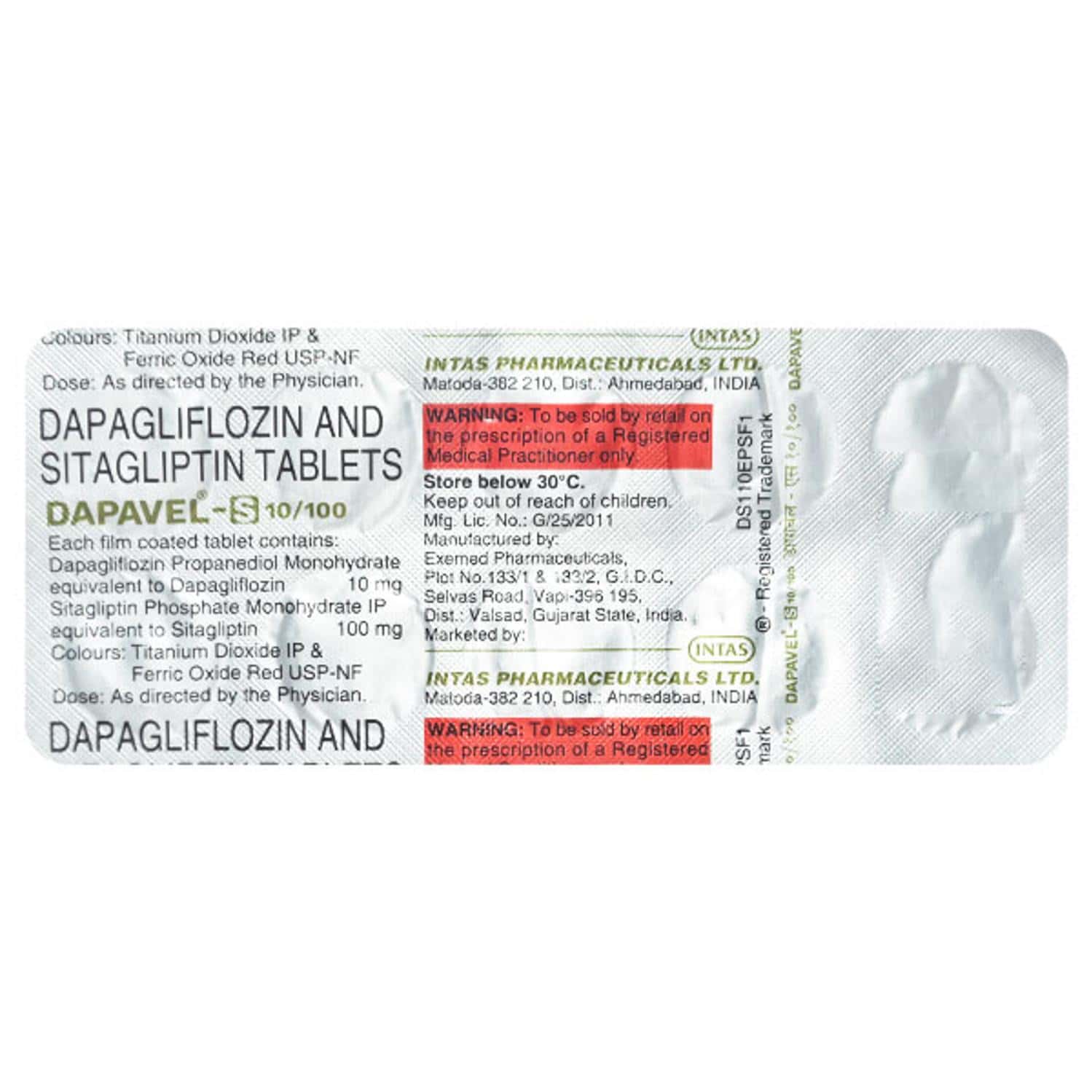 dapavel s 10 100mg tablets