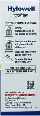 Hylowell Bottle Of 10ml Eye Drops