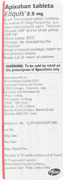 Eliquis 2.5mg Tablet