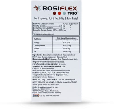 Rosiflex Trio Bottle Of 14 Capsules