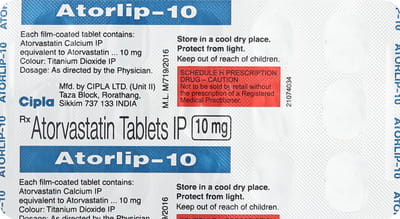 Atorlip 10mg Strip Of 15 Tablets