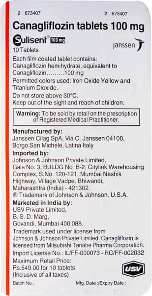 Sulisent 100 Mg Strip Of 10 Tablets