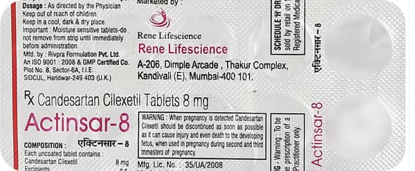 Actinsar 8mg Strip Of 10 Tablets