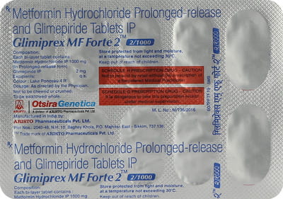 Glimiprex Mf Forte 2/1000mg Strip Of 10 Tablets