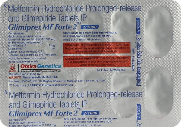 Glimiprex Mf Forte 2/1000mg Strip Of 10 Tablets