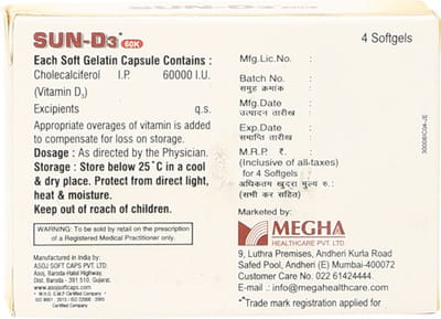 Sun D3 60k Strip Of 4 Capsules