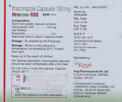 Itracoe 100mg Strip Of 4 Capsules