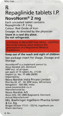 Novonorm 2mg Strip Of 15 Tablets