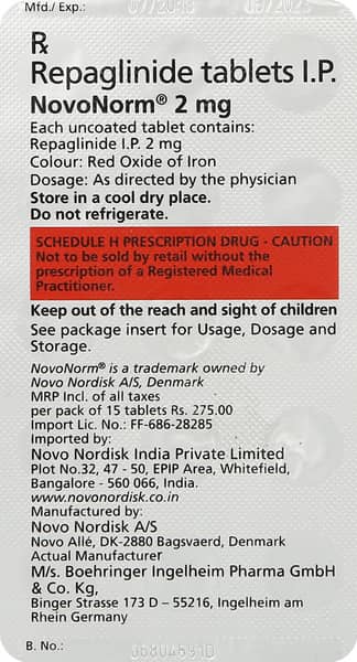 Novonorm 2Mg Strip Of 15 Tablets