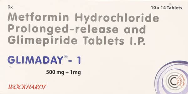 Glimaday 1mg Strip Of 14 Tablets