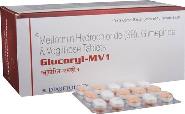 Glucoryl Mv 1mg Strip Of 15 Tablets
