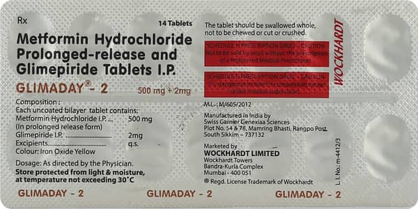 Glimaday 2mg Strip Of 14 Tablets