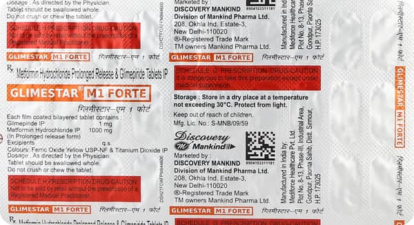 Glimestar M 1mg Forte Strip Of 30 Tablets