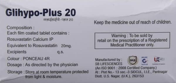 Glihypo Plus 20mg Strip Of 10 Tablets