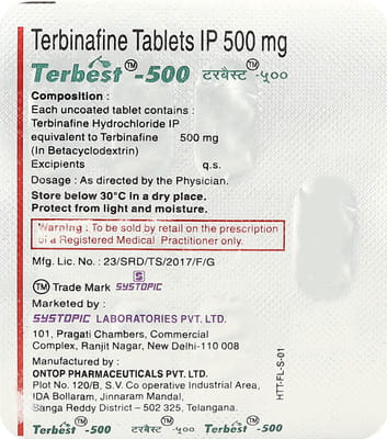 Terbest 500mg Strip Of 7 Tablets