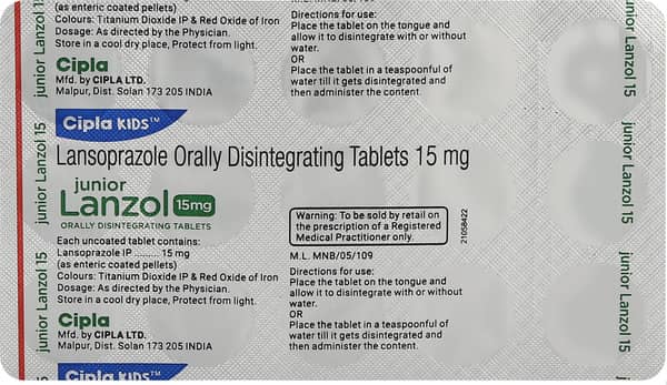 Junior Lanzol 15Mg Strip Of 15 Tablets