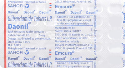 Daonil 5mg Strip Of 30 Tablets
