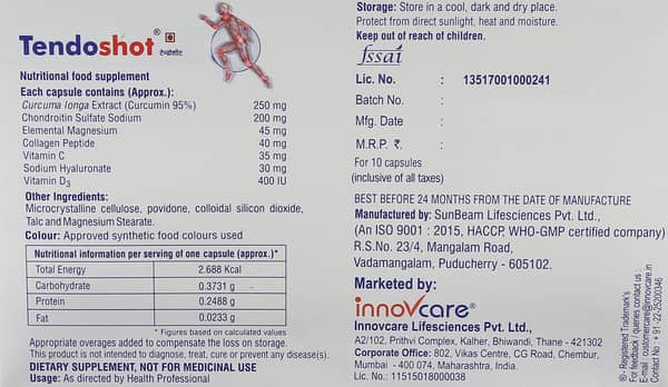 Tendoshot Strip Of 10 Capsules