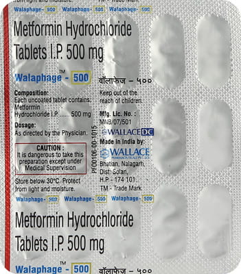 Walaphage 500mg Strip Of 15 Tablets
