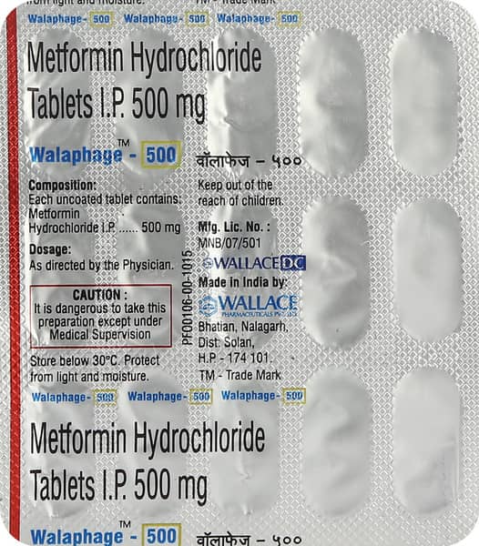 Walaphage 500mg Strip Of 15 Tablets