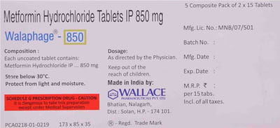 Walaphage 850mg Strip Of 15 Tablets