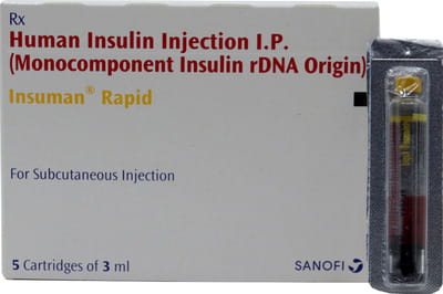 Insuman Rapid 100iu Cartidges Of 3ml Injection