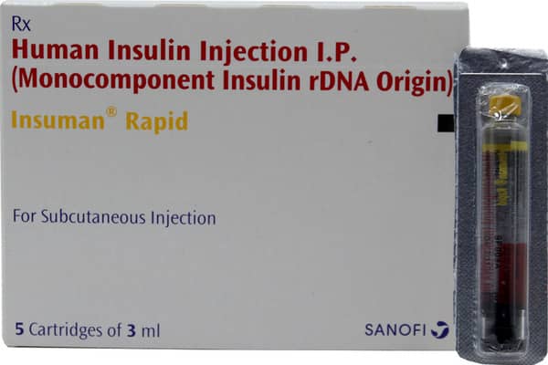 Insuman Rapid 100iu Cartidges Of 3ml Injection