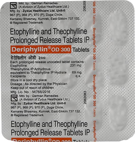 Deriphyllin Od 300mg Strip Of 15 Tablets