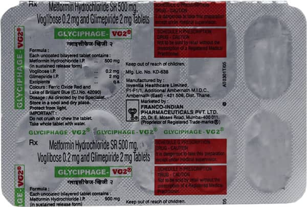 ग्लिसिपहेग वीजी2 की स्ट्रिप 10 टैबलेट्स