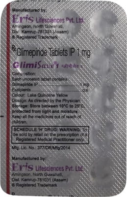 Glimisave 1mg Strip Of 15 Tablets
