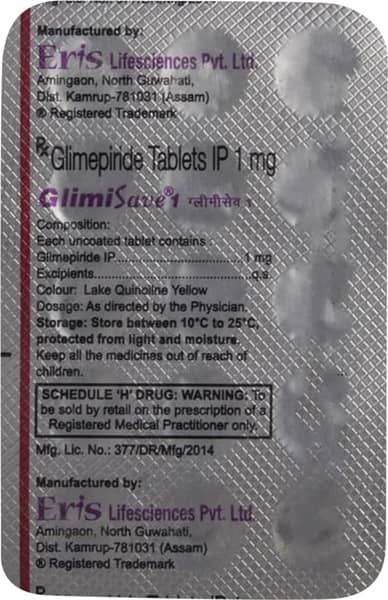 Glimisave 1mg Strip Of 15 Tablets