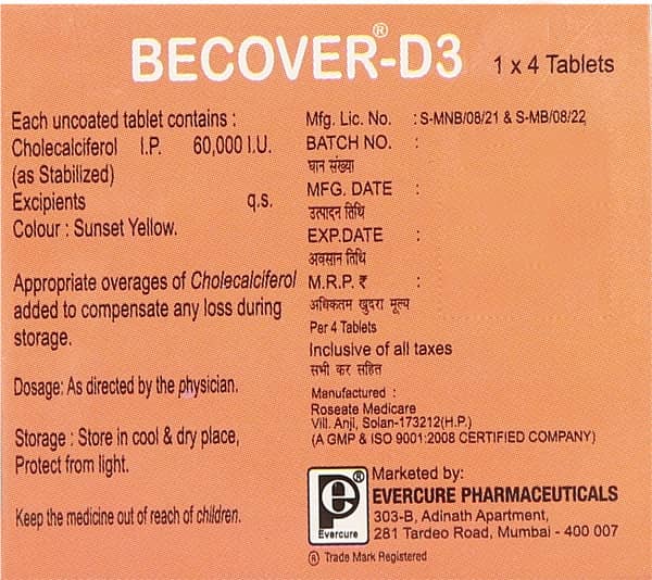 Becover D3 Strip Of 4 Tablets