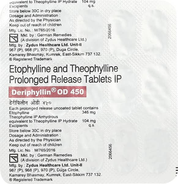 Deriphyllin Od 450mg Strip Of 15 Tablets