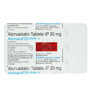 Atorsave 20Mg Strip Of 15 Tablets