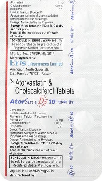 Atorsave D 10mg Strip Of 15 Tablets