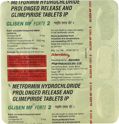 Glisen Mf Forte 2mg Strip Of 15 Tablets