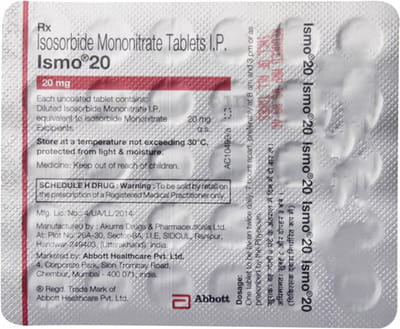 Ismo 20mg Strip Of 30 Tablets