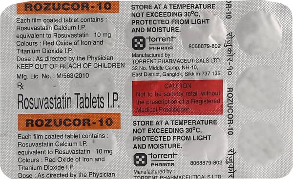 Rozucor 10mg Strip Of 15 Tablets