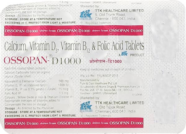 Ossopan D 1000 Strip Of 10 Tablets