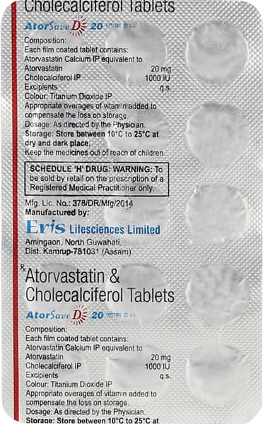 Atorsave D 20mg Strip Of 15 Tablets