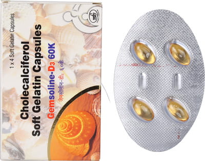 Gemsoline D3 60k Strip Of 4 Softgel Capsules