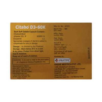 Citabo D3 60k Strip Of 4 Capsules