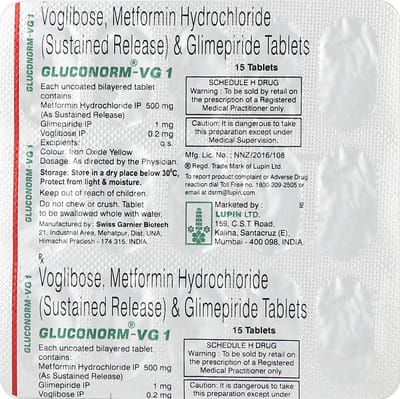 Gluconorm Vg 1mg Strip Of 15 Tablets
