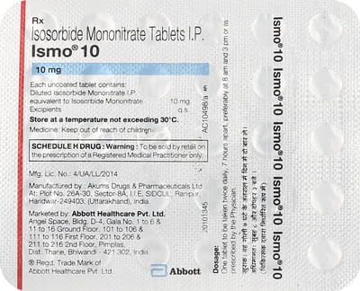 Ismo 10mg Strip Of 30 Tablets